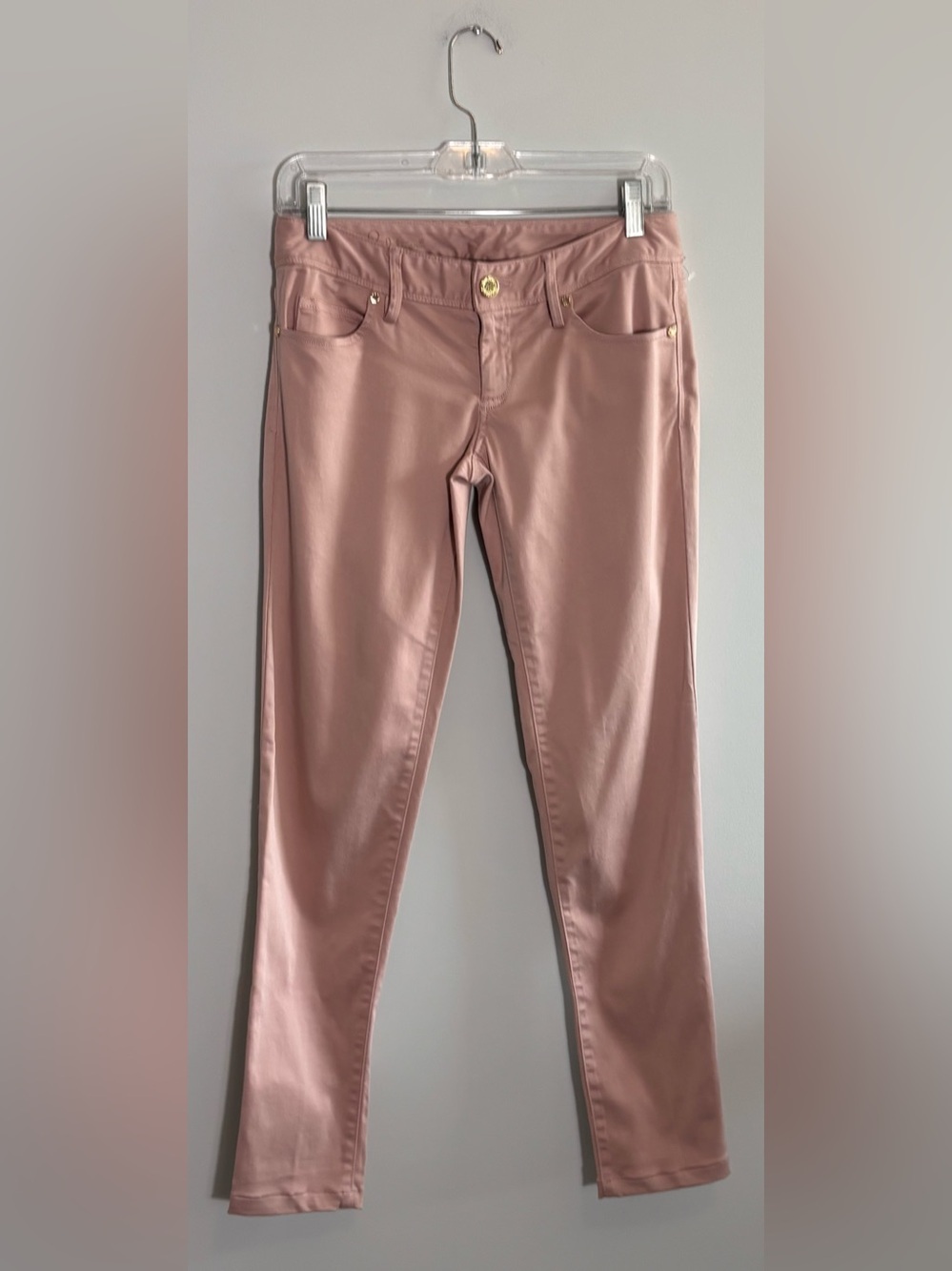 Lilly Pulitzer Worth Skinny Brushed Denim Jeans Dusty Pink Champagne Size 0